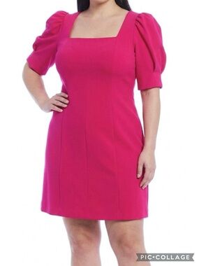 Eliza J Dress Fuschia Pink Mini Puff Sleeve A-Line NWT 18 Party Chic